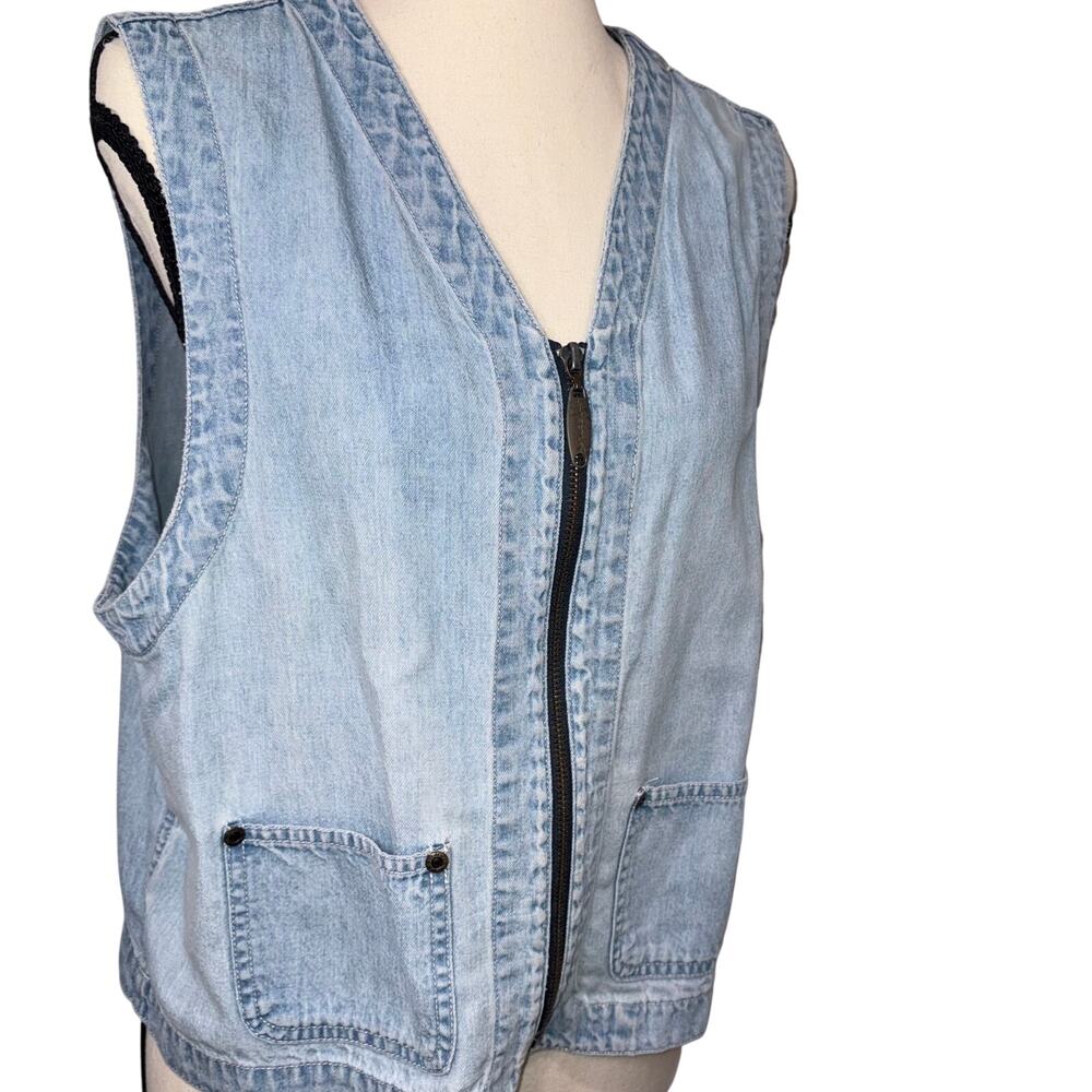 Vintage Liz Claiborne 90s Denim Light Wash Zip utility Y2k Grunge - Picture 2 of 9